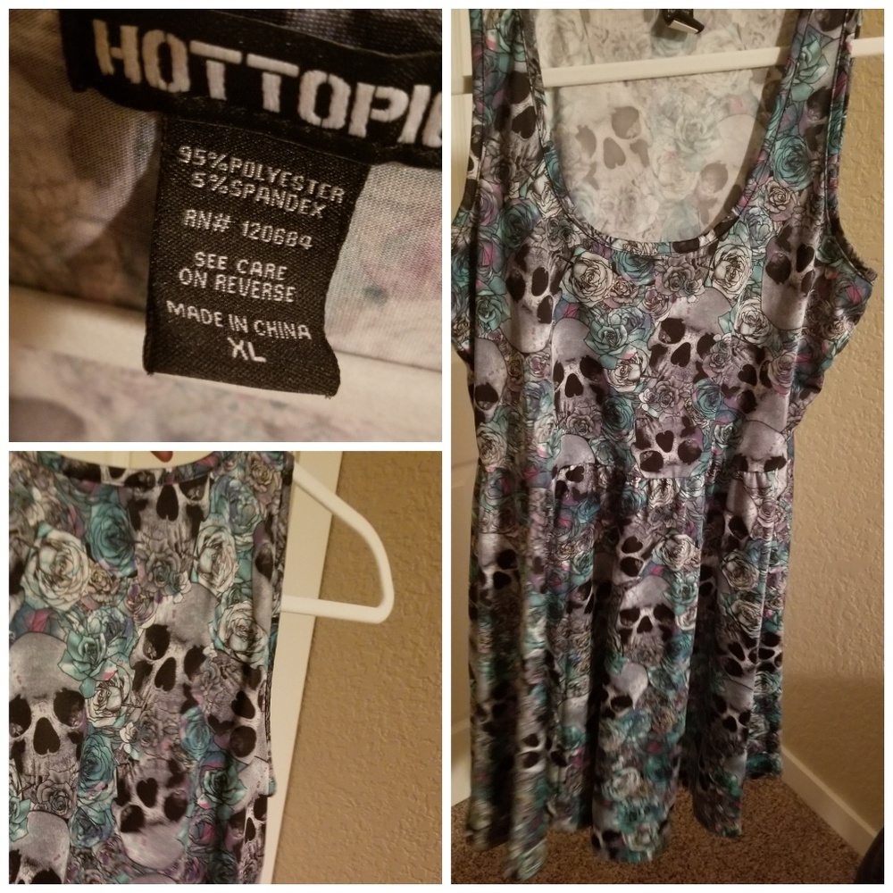 Hot topic dress, XL skull pattern aqua purple